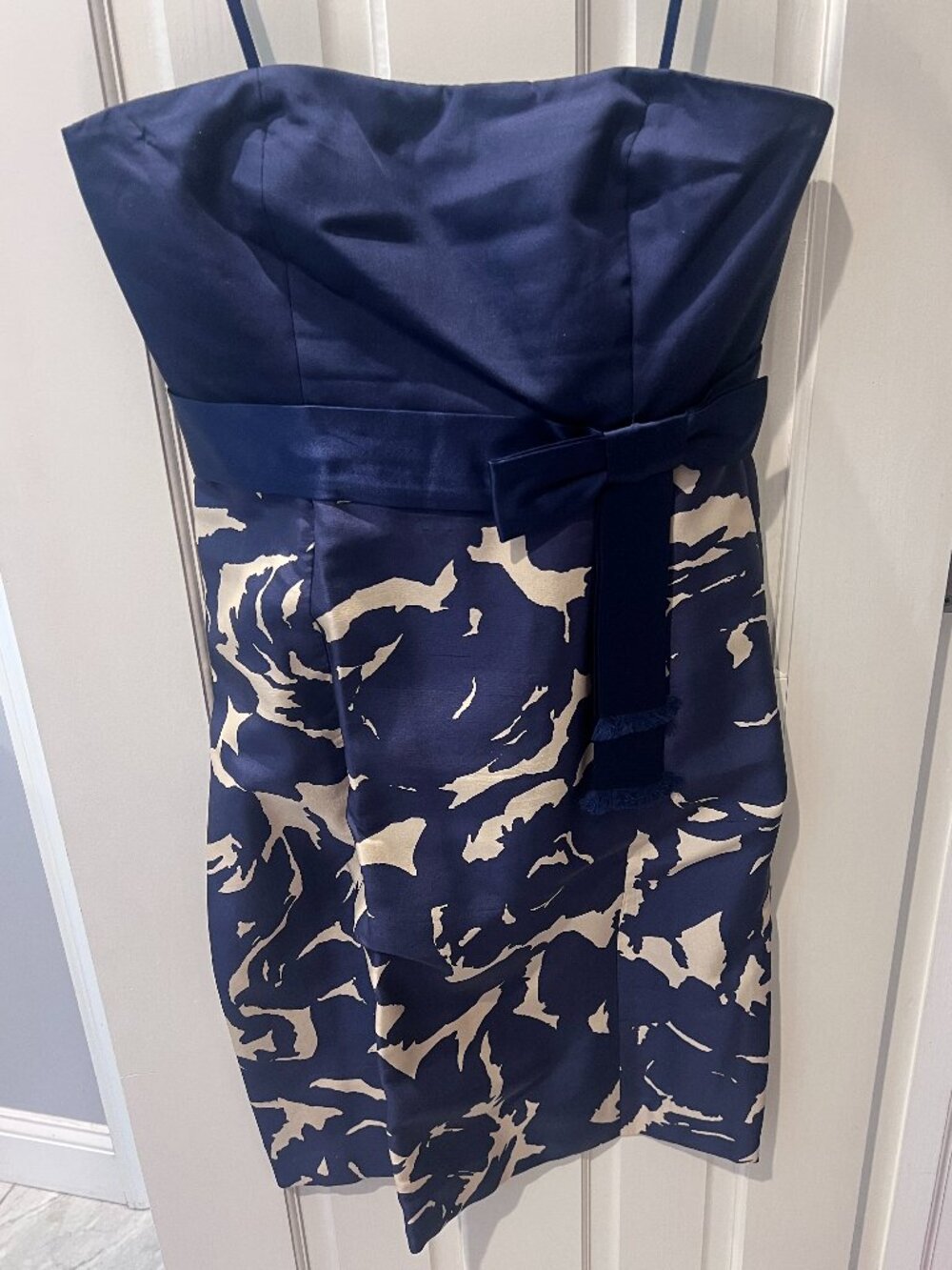 Navy & white Jcrew strapless cocktail dress